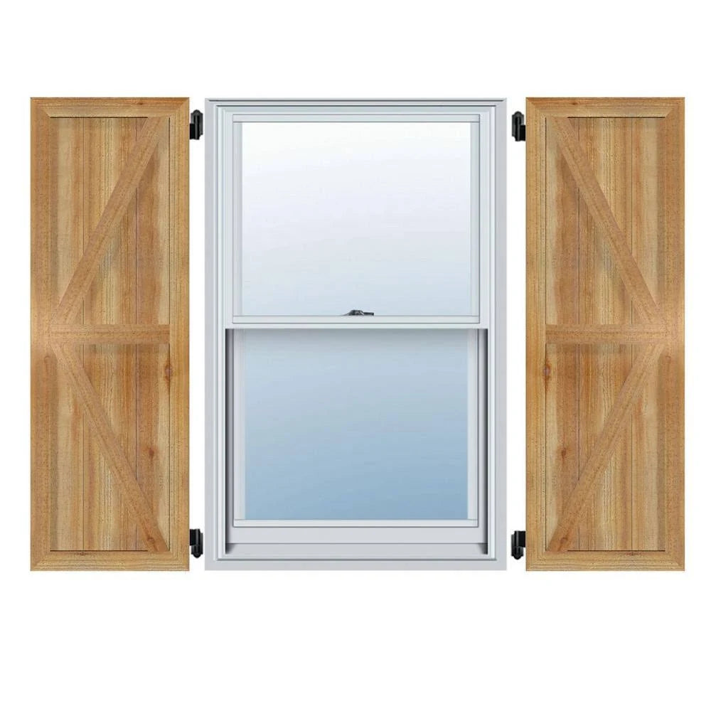 Framed Board-n-Batten Shutters with Z-Bar, Rough Sawn Western Red Cedar E9102