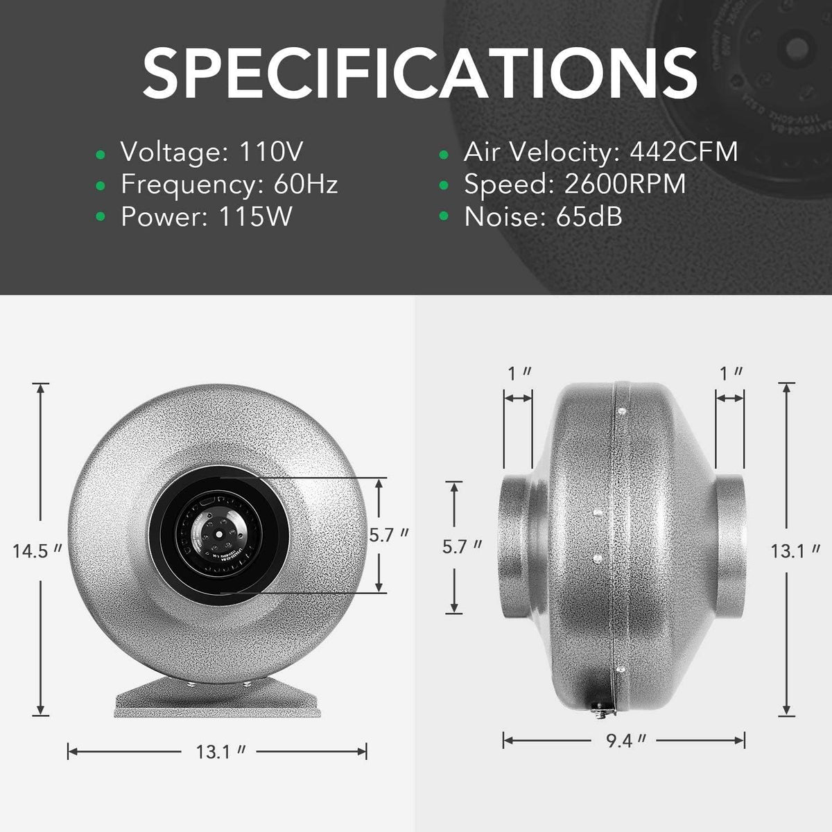 6 Inch Inline Fan Carbon Filter Ducting Combo with Variable Speed Controller D72608