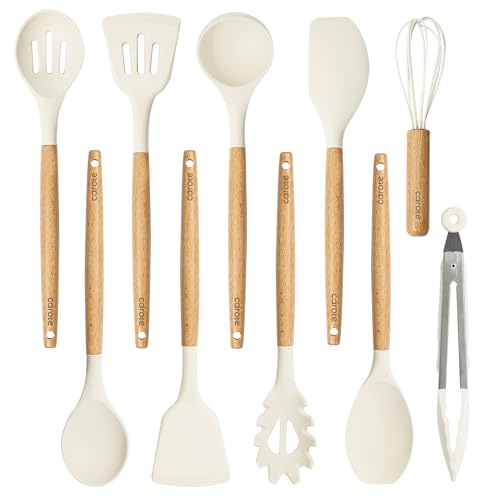 10 pcs Silicone Cooking Utensils Set with Wooden Handle N244