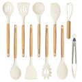 10 pcs Silicone Cooking Utensils Set with Wooden Handle N244