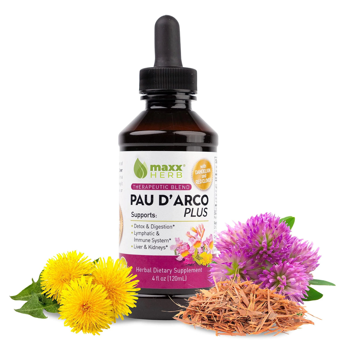 Pau D'Arco Extract with Dandelion Root & Red Clover 4 Oz R805