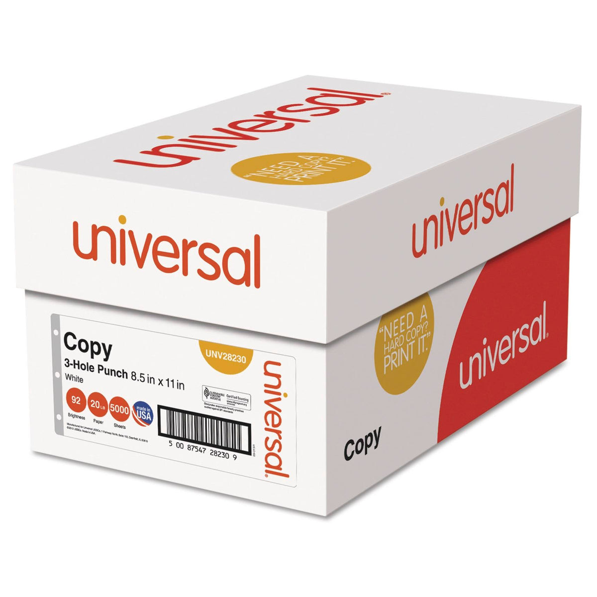 3-Hole Punch White Copy Paper 5000 Sheets/Carton I450