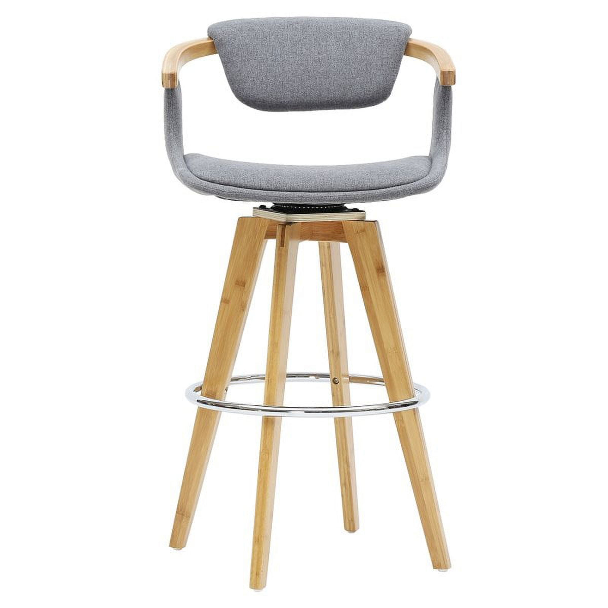 26" Fabric Bamboo Counter Stool in Gray/Natural W129