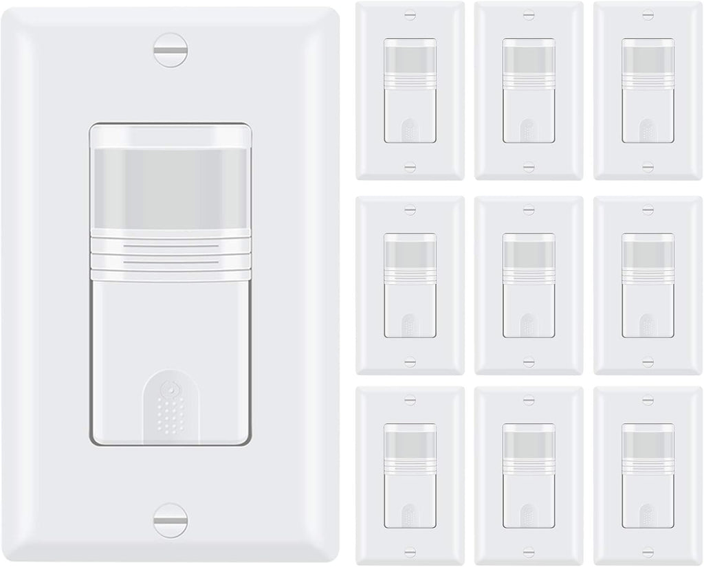 Motion Activated Wall Switch, Single Pole, 10 Pack D1879
