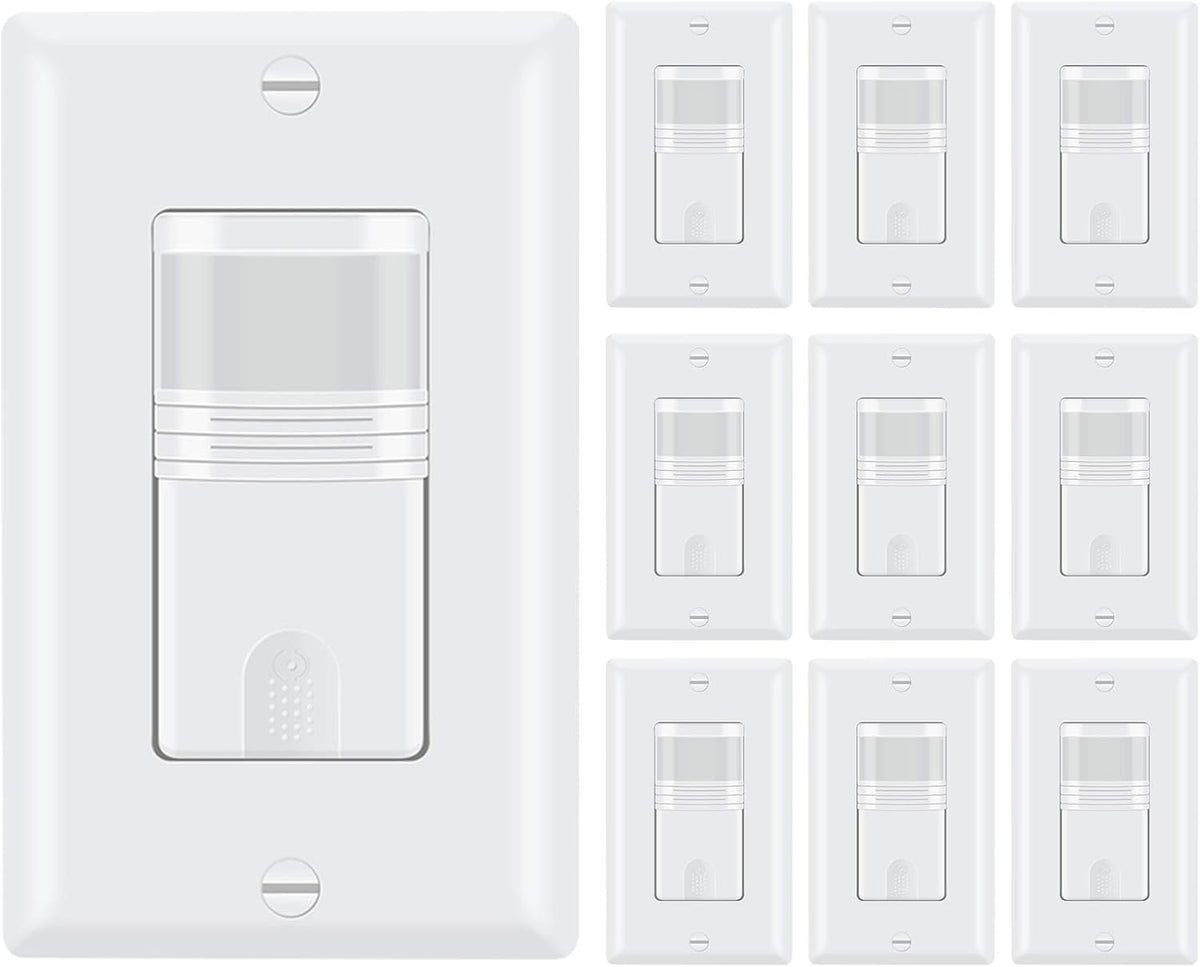 Motion Activated Wall Switch, Single Pole, 10 Pack D1879