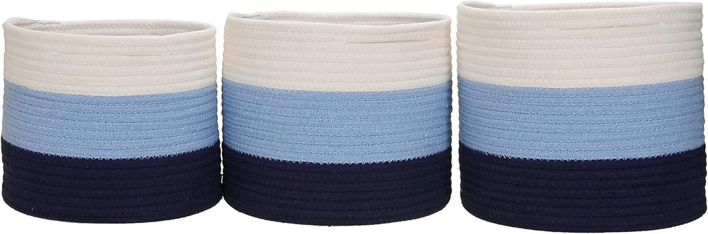 Navy Blue Cotton Rope Basket Set of 3 T359