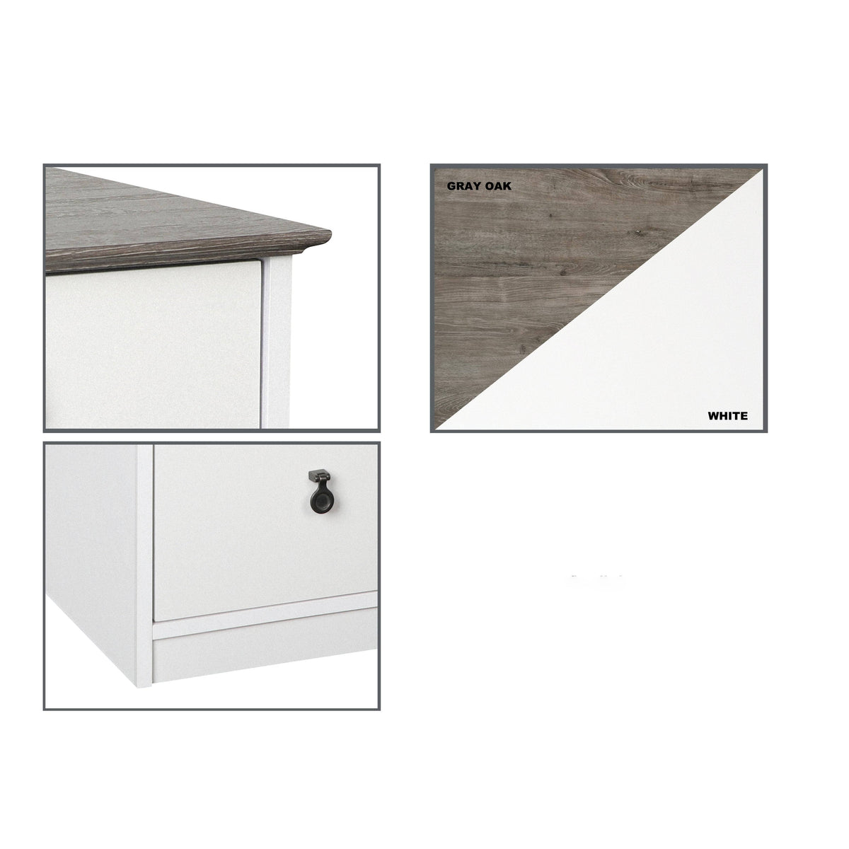 White Gray Oak 3 Drawer Filing Cabinet X6548