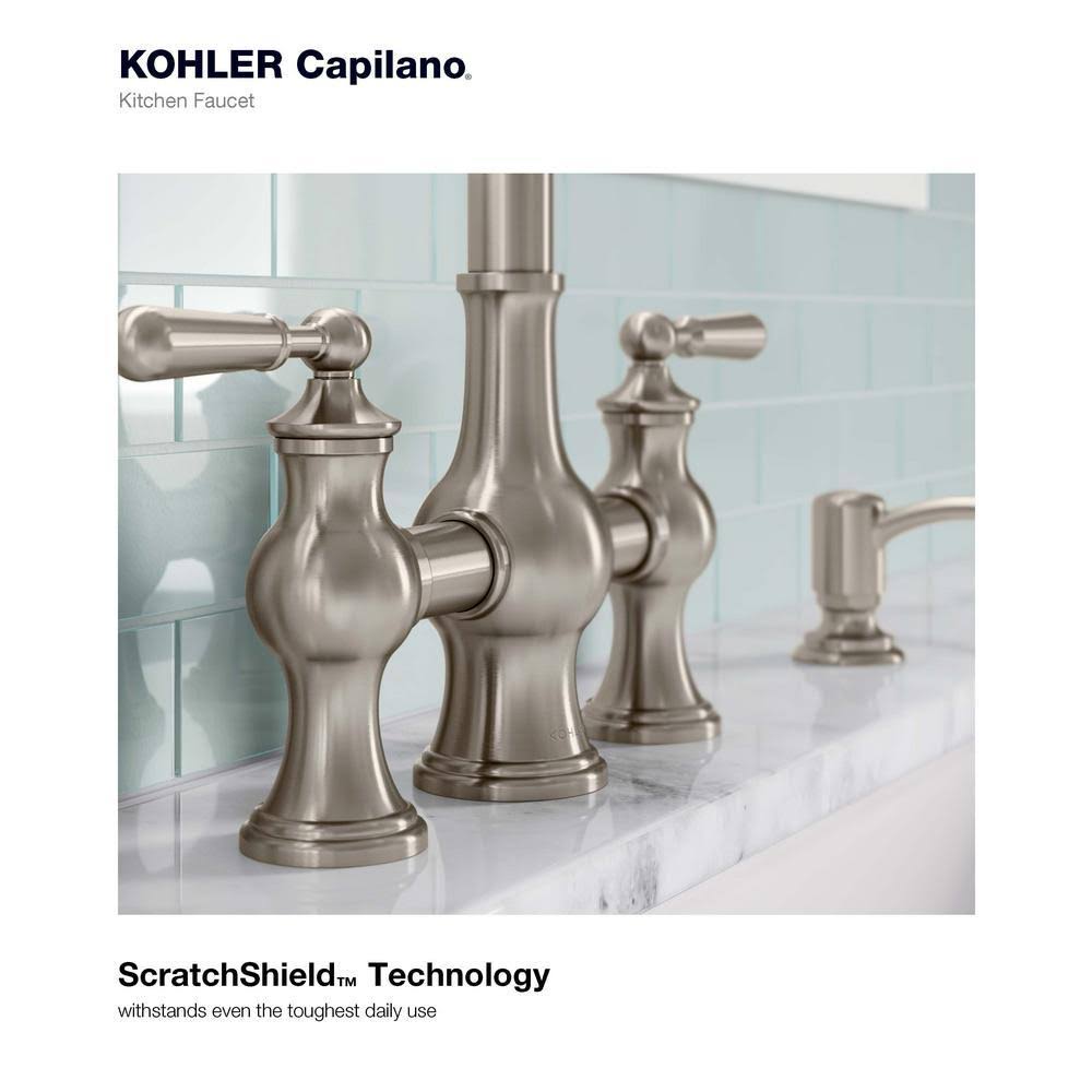 2-Handle Bridge Farmhouse Pull-Down Kitchen Faucet with Soap Dispenser S901