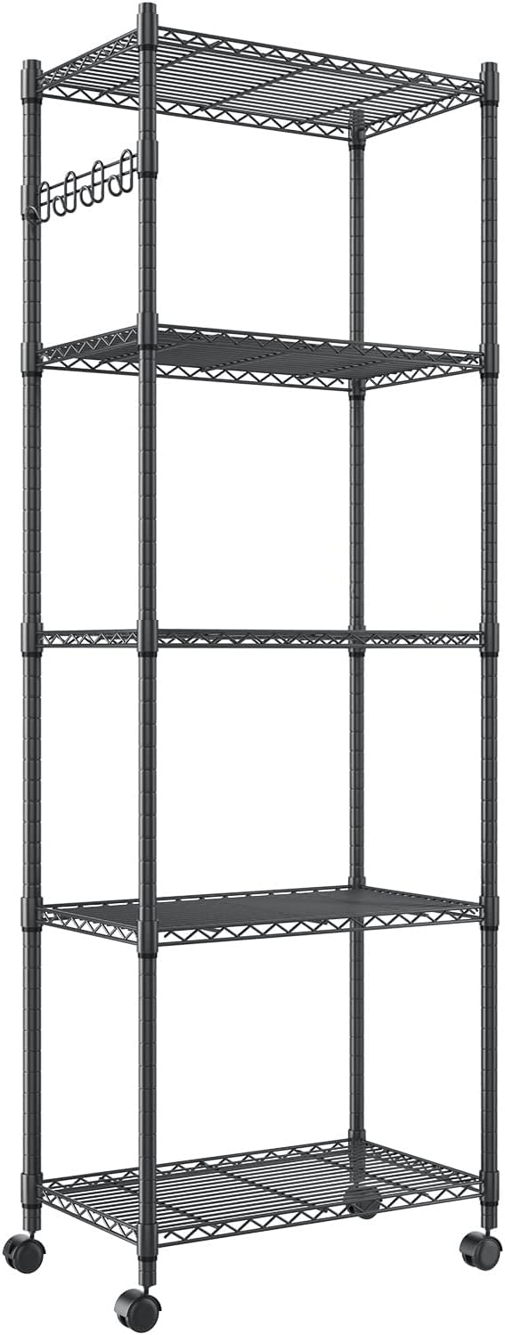 6-Shelf Heavy Duty Metal Wire Shelving Unit with Hooks N972892