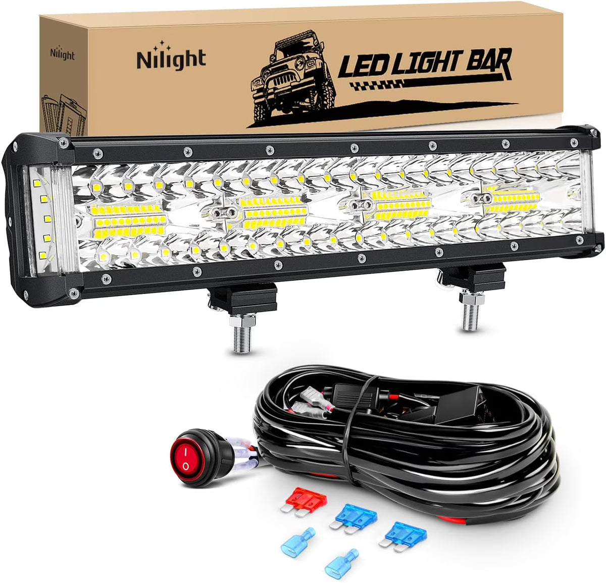 12Inch Triple Row LED Work Light with Wiring Harness Kit B84842