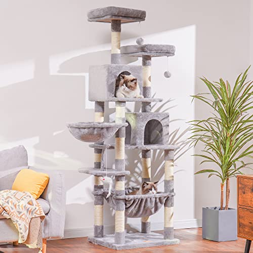 Light Gray Cat Tree with Sisal Scratching Posts O482