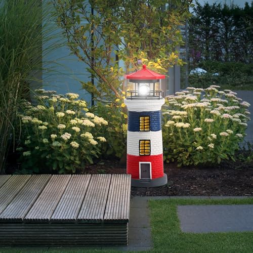 Black and White LED Solar Power Lighthouse Statue G405