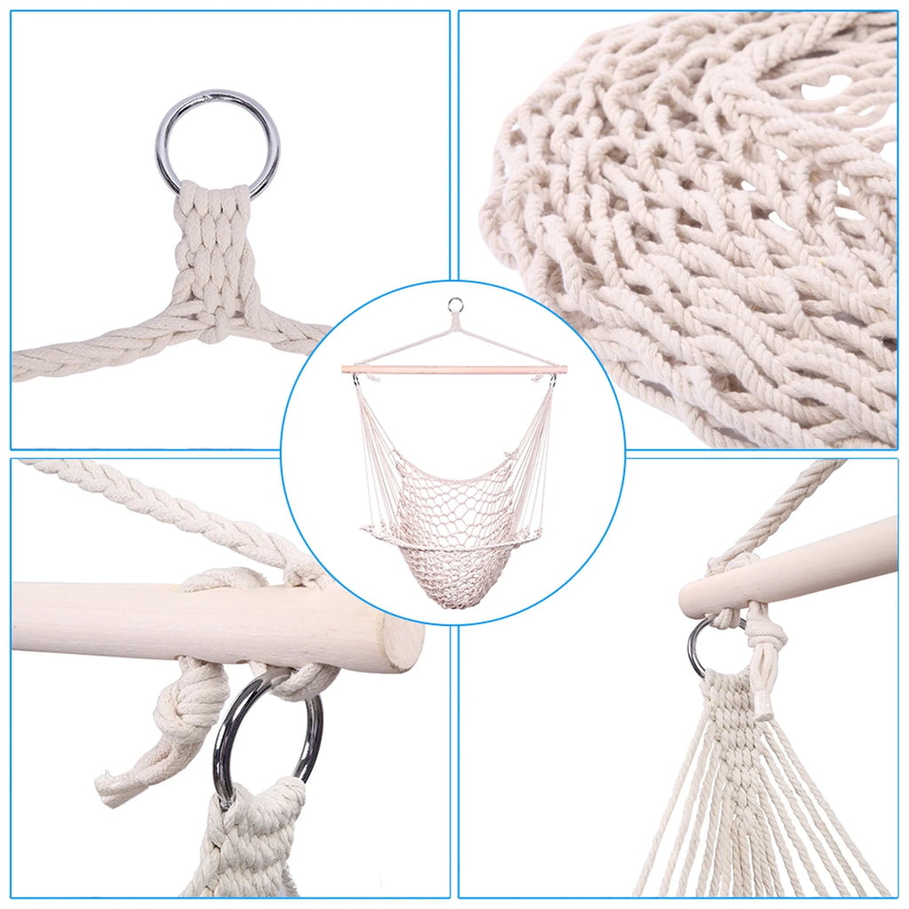 Beige Hanging Rope Air/Sky Chair Swing X58780