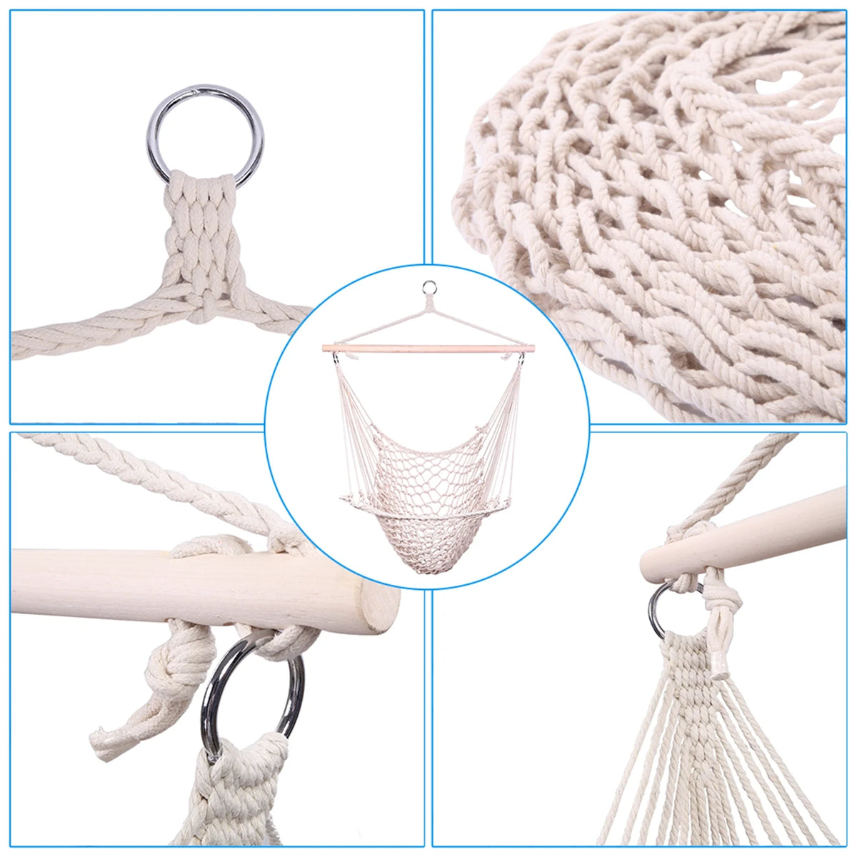 Beige Hanging Rope Air/Sky Chair Swing X58780
