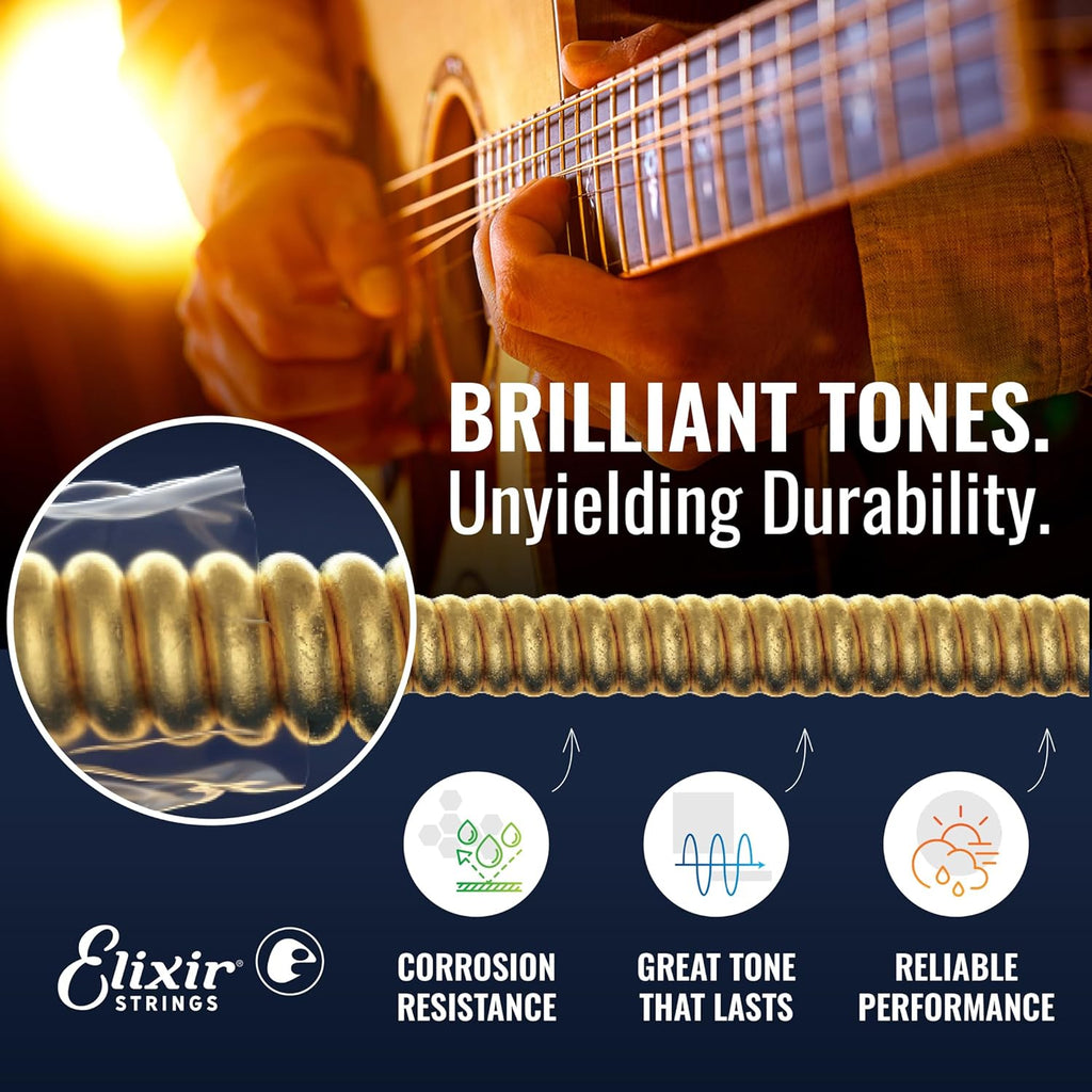 Acoustic Guitar Strings, 80/20 Bronze with POLYWEB Coating, 6 String Set, Custom Light 11-52 C421190