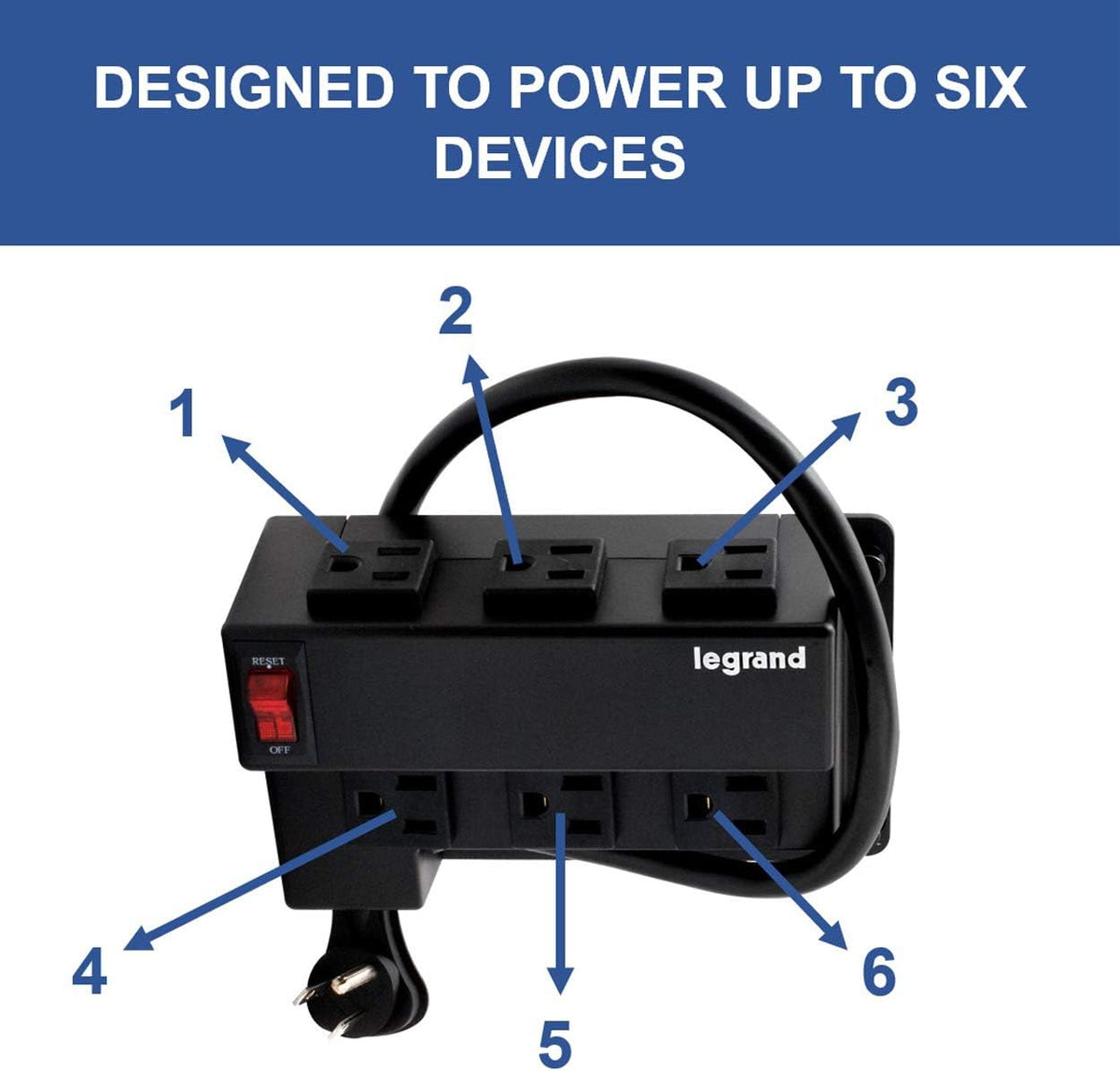 6 Outlets Half Width Power Strip U55939