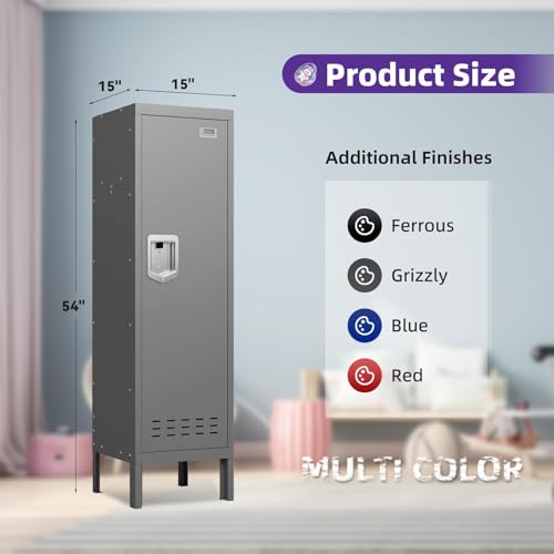 Metal Locker with 5 Doors, 66'' Steel Storage Cabinet with Hooks, Card Slots N3975