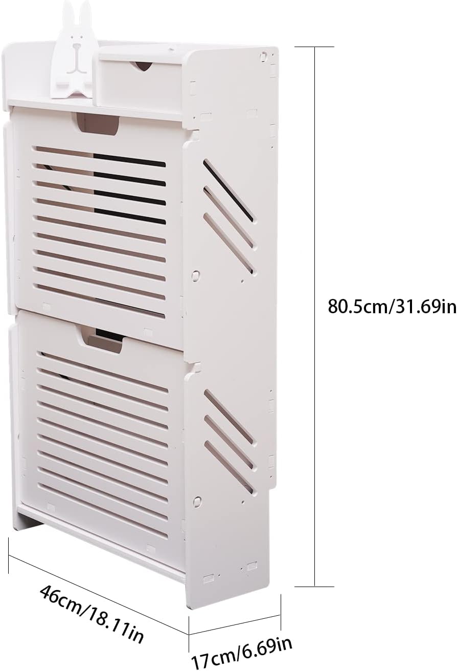 White 2 Flip Drawers Shoe Cabinet C97092
