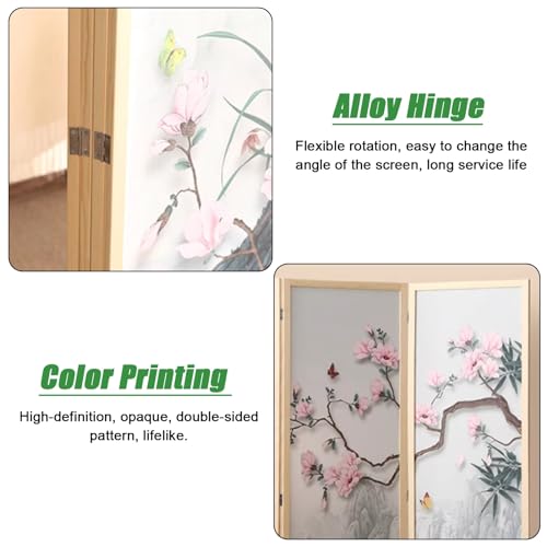 4-Panel Wooden Room Divider 180 200cm Tall Y437480