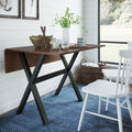Solid Wood Drop Leaf Folding Desk Brown U52789