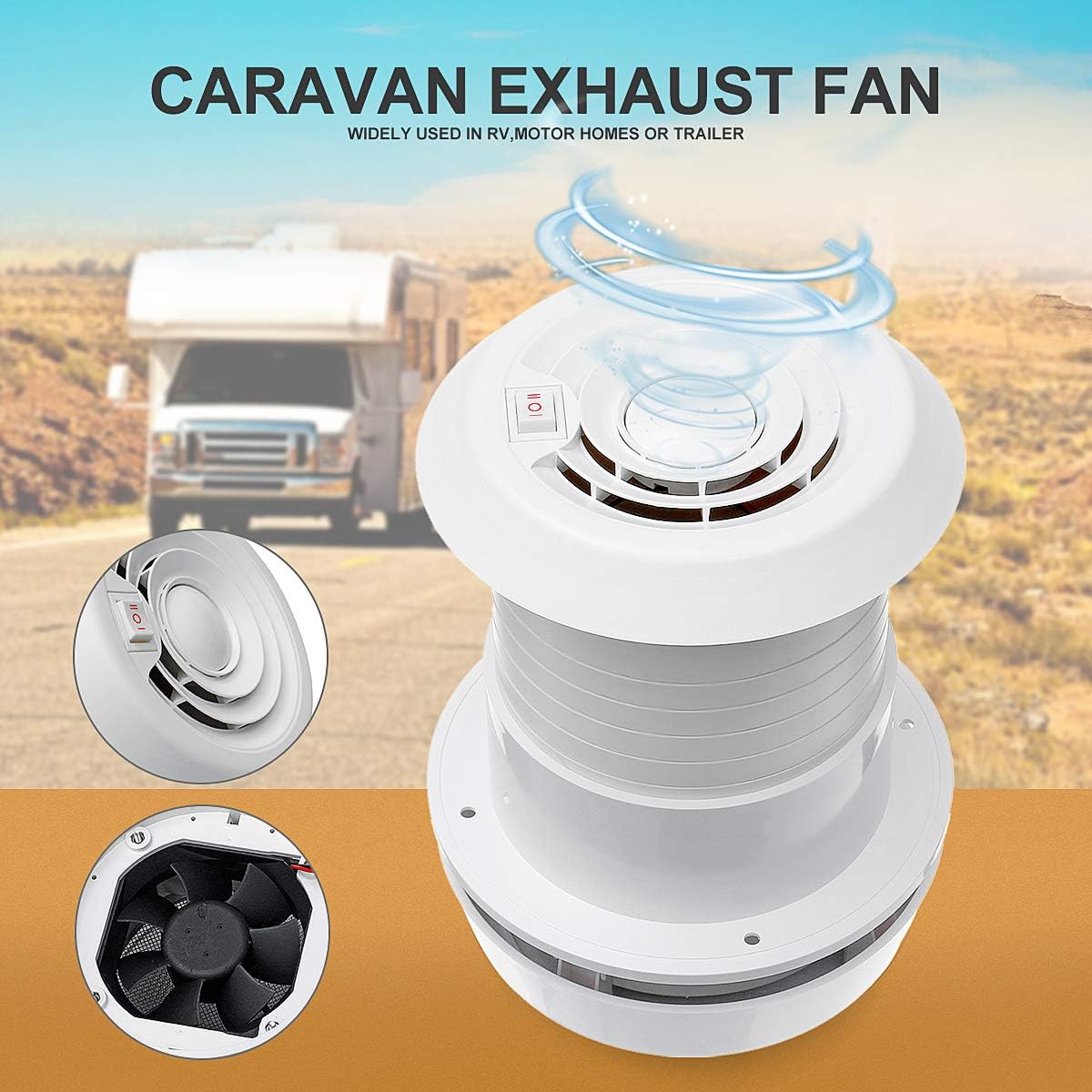 12V RV Roof Vent Exhaust Cooling Fan P29363