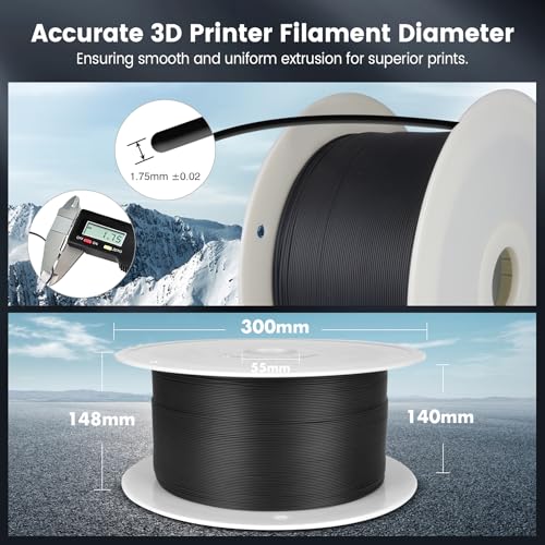 PLA 3D Printer Filament 1.75mm 1kg Spool Black K14997