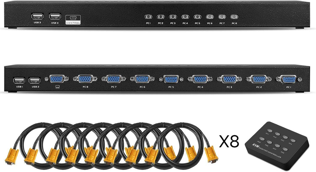 8 Port KVM Switch with VGA USB Cables, Pack of 2 Z207597