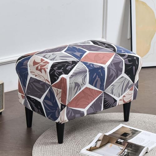 Stretch Ottoman Cover Rectangular Storage Ottoman Slipcover with Non-Slip Elastic Bottom D314834