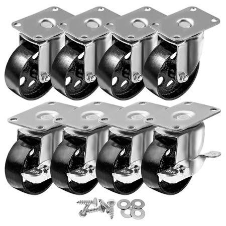 8 Pack 3.5 inch Steel Swivel Plate Caster Wheels with Screws F976
