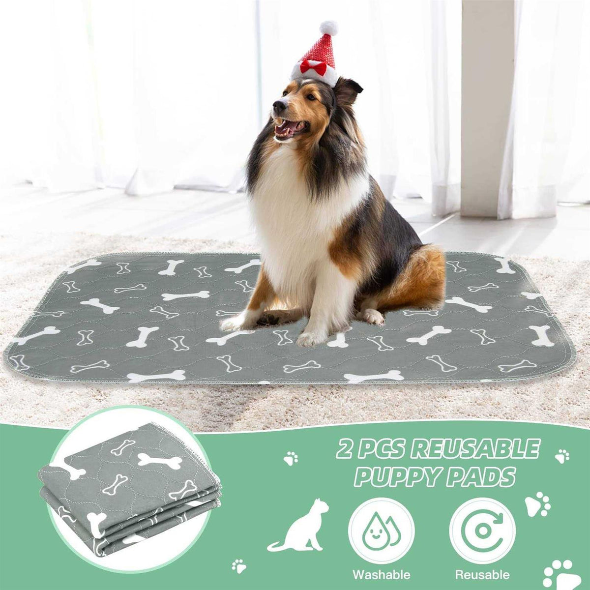 Washable Reusable Non-Slip Dog Pee Pads 2 Pack V3844
