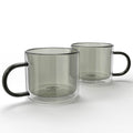 Gray Glass Coffee Mugs Set of 2 with Handle W317772