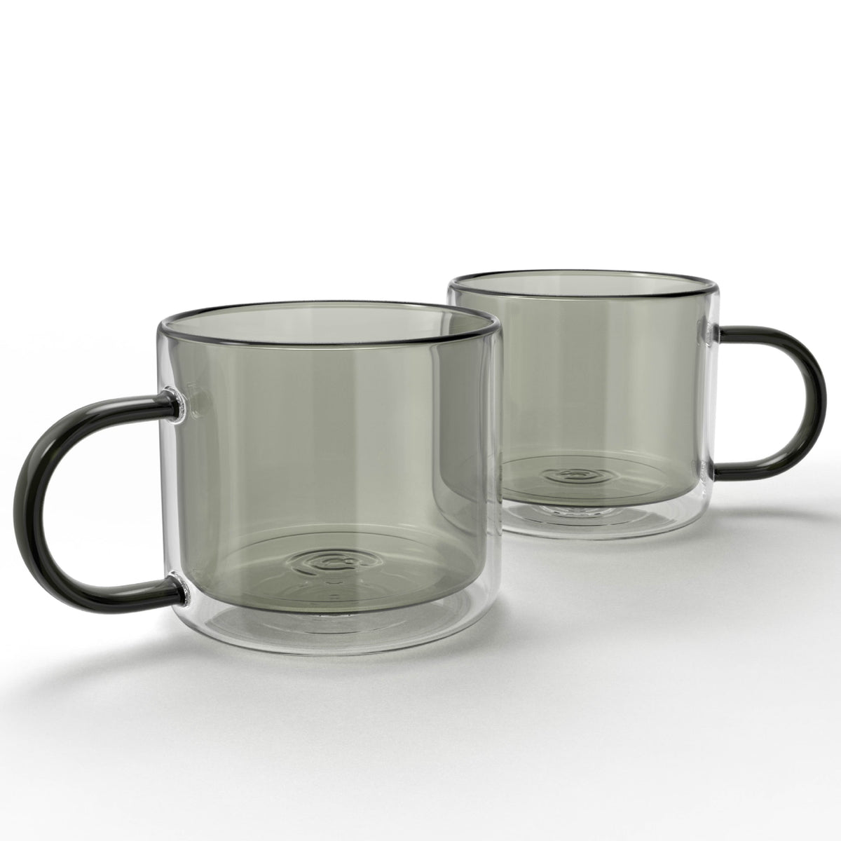 Gray Glass Coffee Mugs Set of 2 with Handle W317772