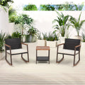 3 Piece Wicker Patio Bistro Set with Coffee Table and Cushions Y787410