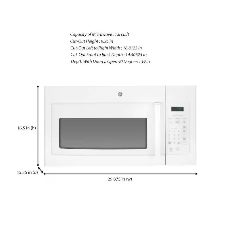 1.6 cu. ft. Over-the-Range Microwave in White L96596