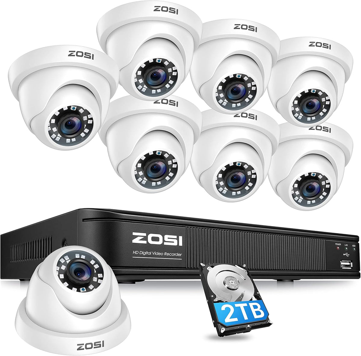 5MP Lite 8 Channel Surveillance DVR with 1TB Hard Drive and 8 x 1080p Weatherproof CCTV Dome Camera G19195