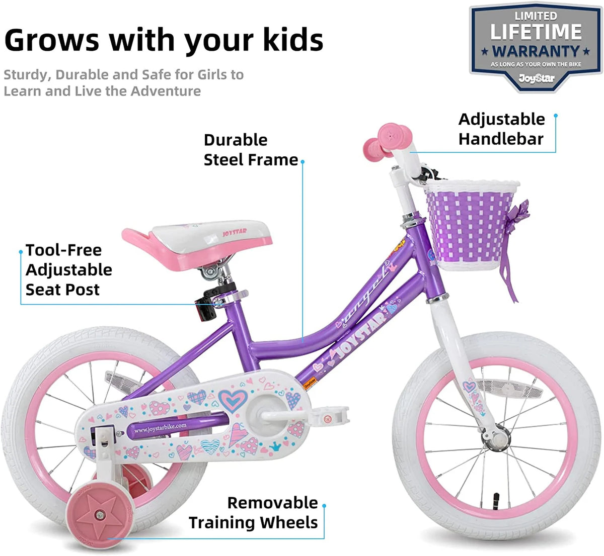 12 14 16 18 Inch Kids Bike with Training Wheels & Basket R747