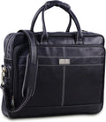Black Leather Laptop Bag with Padded Laptop Case Y9016