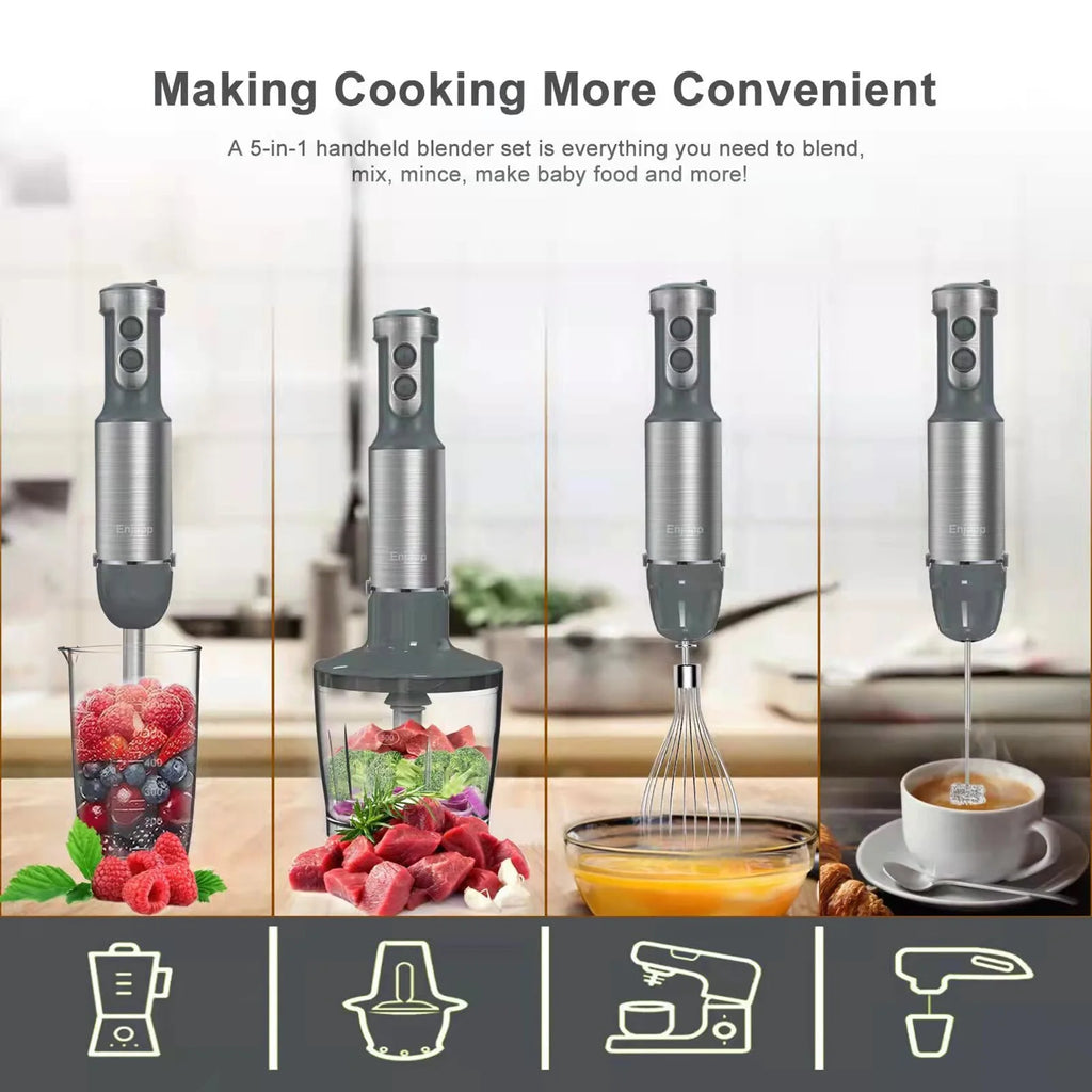 5-in-1 Hand Blender Stick Blender with Adjustable Speeds E420