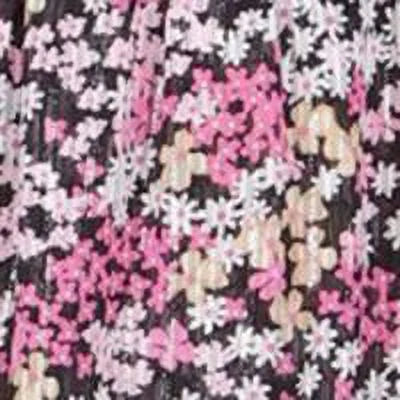 Black Smocked Ruffled Floral Long Sleeve Surplice Neckline Faux Wrap Dress X4167