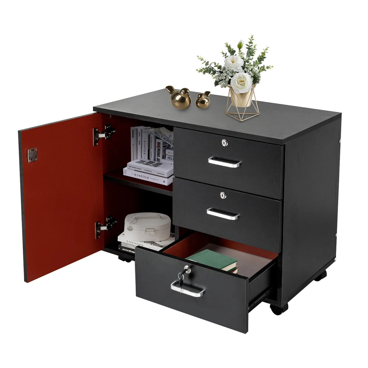 Mobile File Cabinet 3 Drawers with Wheels G673