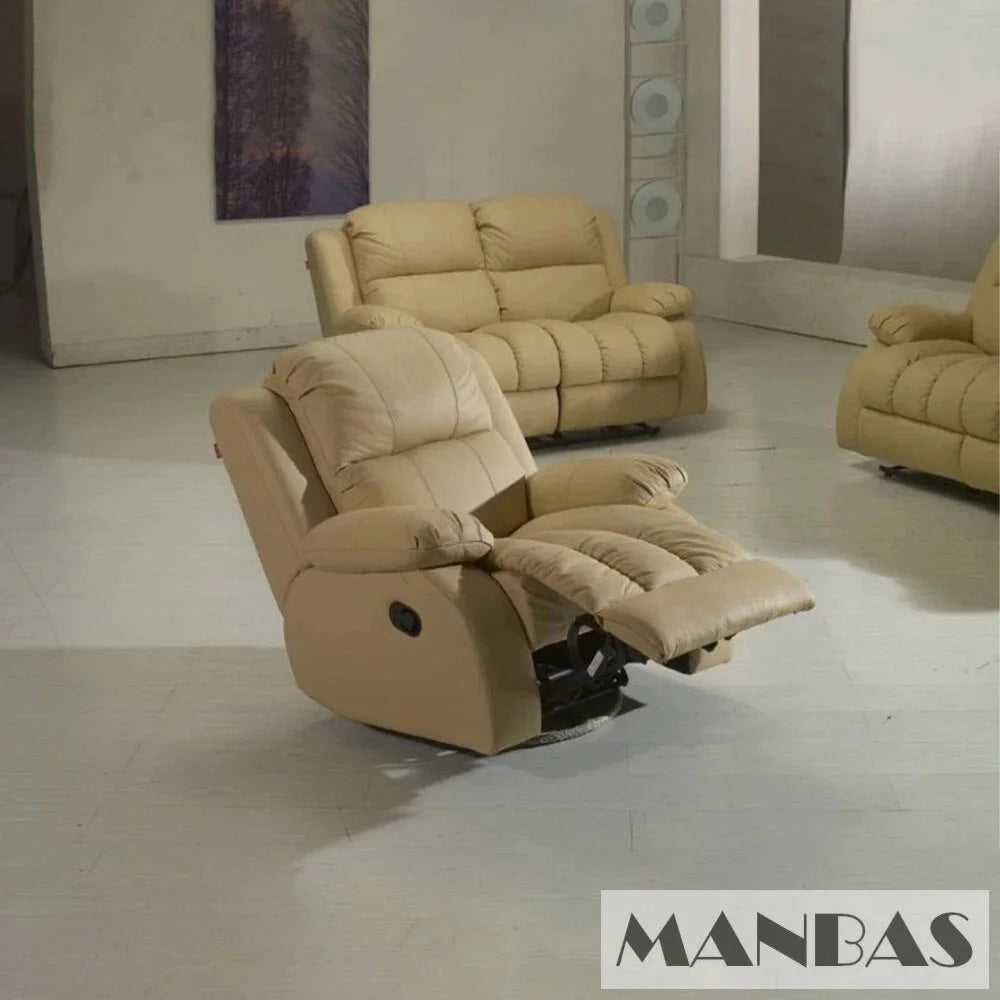 Manual Electric Recliner Sofa Genuine Leather Couch R6615