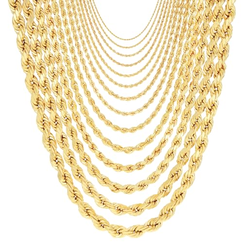 10K Yellow Gold Solid Rope Diamond Cut Chain Necklace N2296