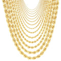 10K Yellow Gold Solid Rope Diamond Cut Chain Necklace N2296