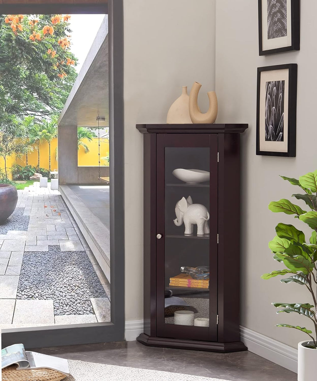 Corner Curio Storage Cabinet with Glass Door P36146