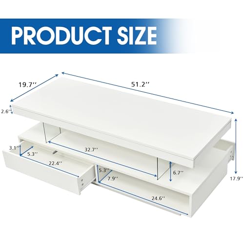 Black LED Coffee Table with Storage and Sliding Drawers V451716