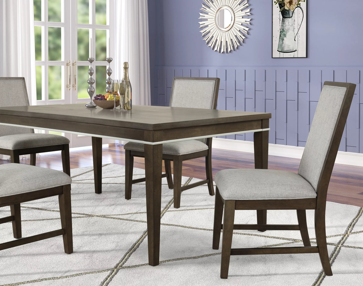 Gray Wood Dining Room Set Table with 4 Side Chairs X816