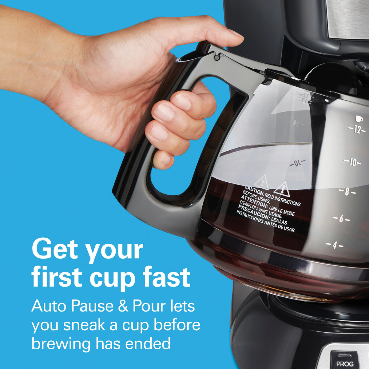 Programmable Coffee Maker, 12 Cups, Stainless Steel L65596