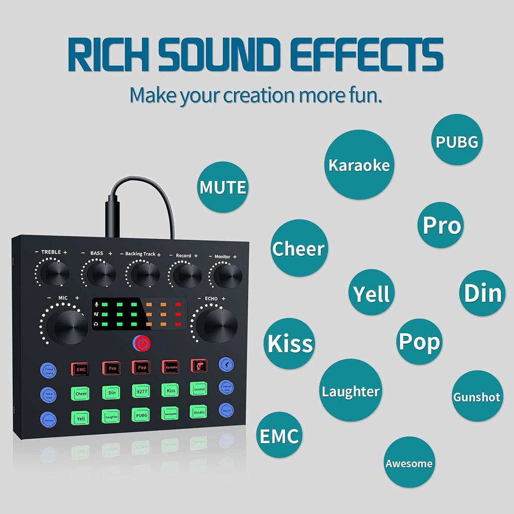 Podcast Equipment Bundle, Audio Interface with DJ Mixer and Studio Broadcast Microphone, Pack of 2 V179