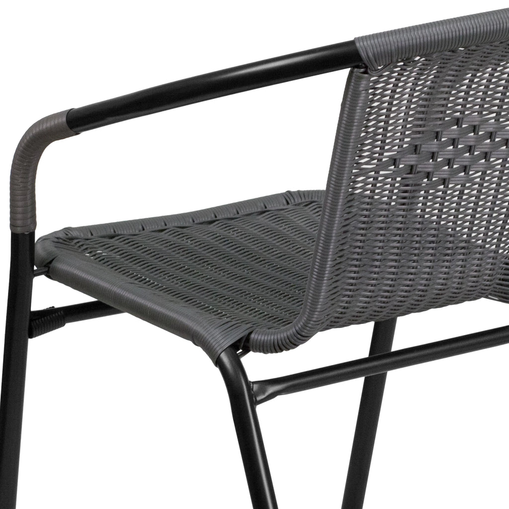2 Pack Gray Rattan Stack Chair E8581