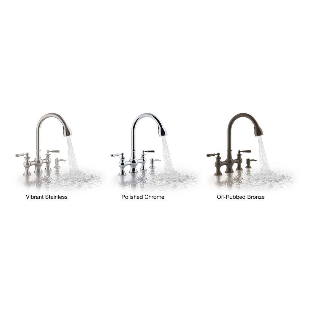 2-Handle Bridge Farmhouse Pull-Down Kitchen Faucet with Soap Dispenser S901
